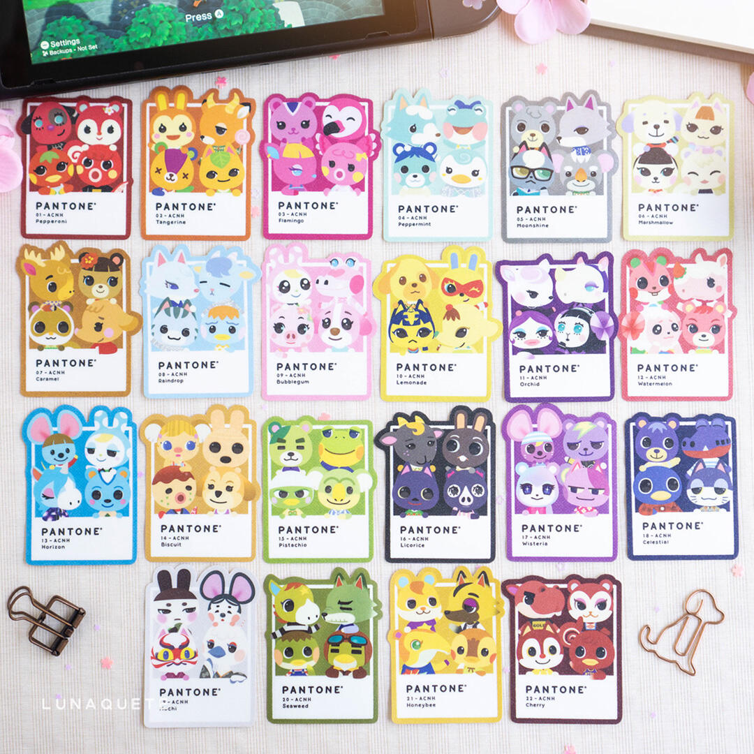 ACNH Pantone UV Stickers (also available as sets)