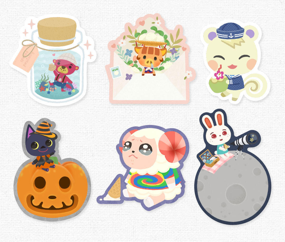 ACNH Glitter Stickers (*Kiki &amp; Jack S/O)